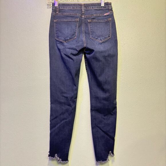KanCan Dark Blue Cropped Skinny Jeans Raw Hem Size 7/27 - Picture 5 of 10